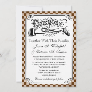 Invitaciones de casamiento de tablero de cheques d