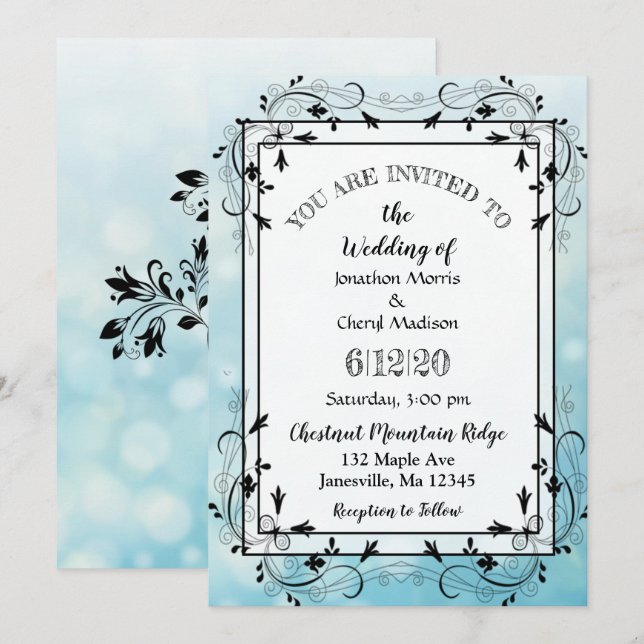 Invitaciones de casamiento en árboles decorativos  (Anverso / Reverso)