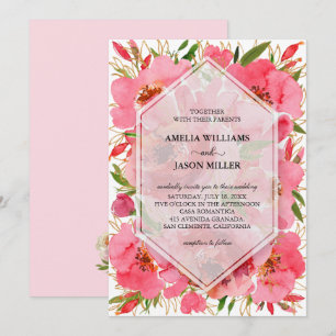 Invitaciones de casamiento floral de acuarela