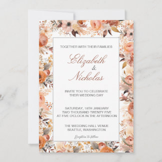 Invitaciones de casamiento floral de acuarela