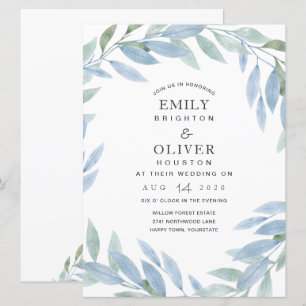 Invitaciones de casamiento floral de color azul