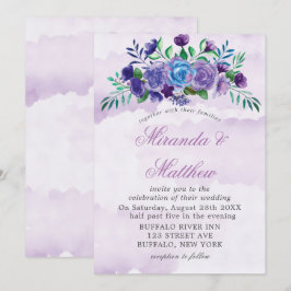Invitaciones de casamiento floral de color de agua
