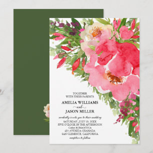 Invitaciones de casamiento floral de Watercolor Pe