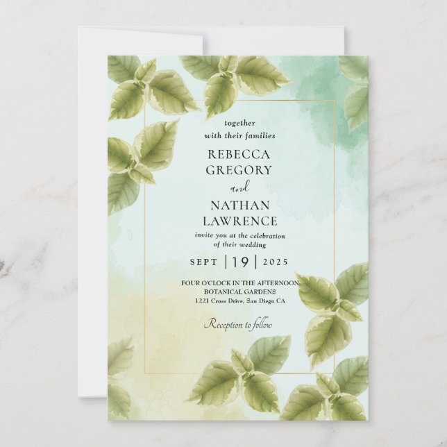 Invitaciones de casamiento geométricas de otoño de (Anverso)
