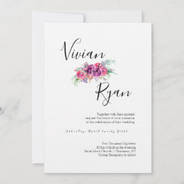 Invitaciones de casamiento morado con flores