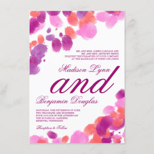 Invitaciones de casamiento morado de coral rosa mo
