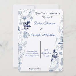 Invitaciones de casamiento romántico azul