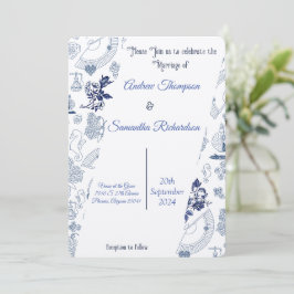 Invitaciones de casamiento romántico azul