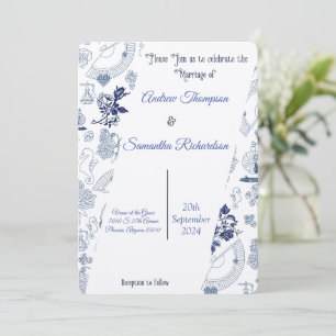 Invitaciones de casamiento romántico azul