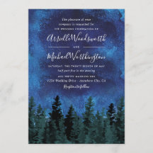 Invitaciones de casamiento rústico de pinos acuare