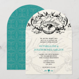 Invitaciones de casamiento Verde azulado moderno