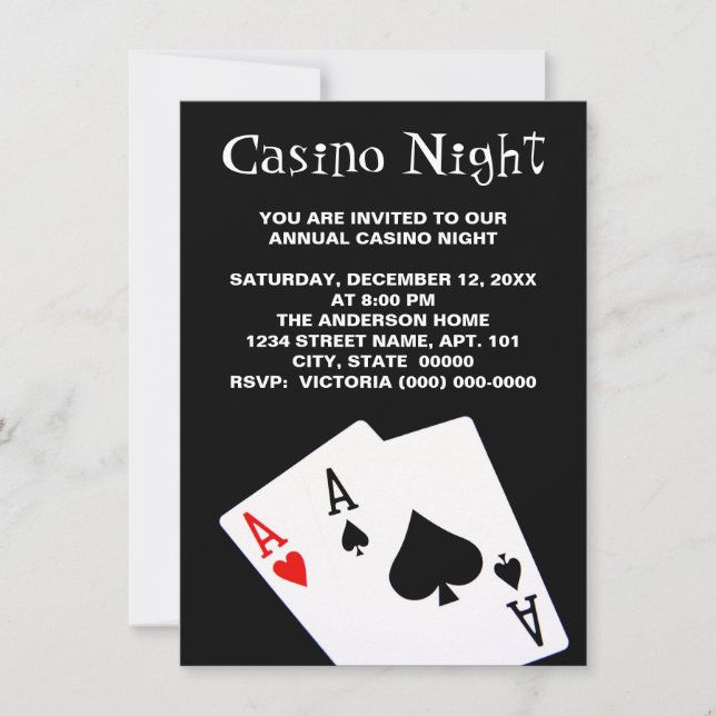 Invitaciones de Casino Night (Anverso)