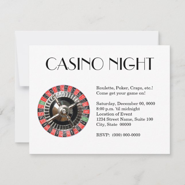 Invitaciones de Casino Night (Anverso)