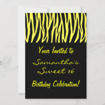 Invitaciones de cebra amarilla y negra