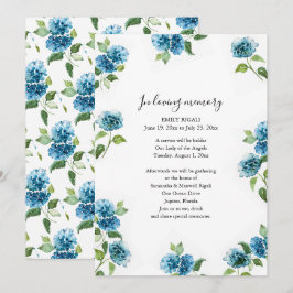 Invitaciones de Celebración de la Vida Floral Azul