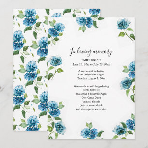Invitaciones de Celebración de la Vida Floral Azul