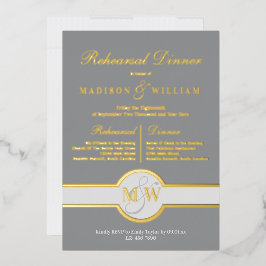 Invitaciones de cena de ensayo con monograma de lu
