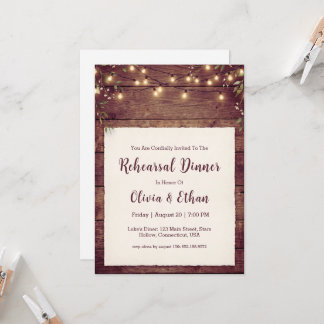invitaciones de cena de ensayo de boda de madera r
