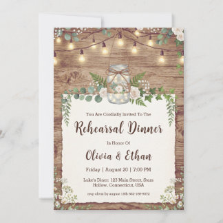 invitaciones de cena de ensayo de boda de madera r