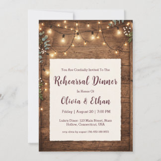 invitaciones de cena de ensayo de boda de madera r