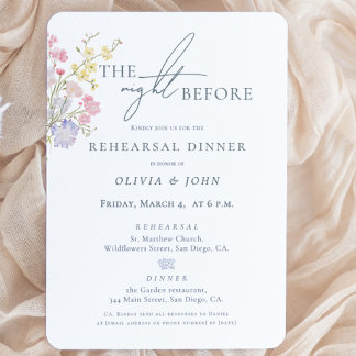 Invitaciones de Cena de Ensayo de Boda Floral Mono