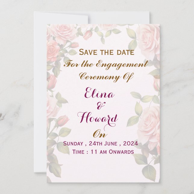 Invitaciones de Ceremonia de Compromiso  (Anverso)