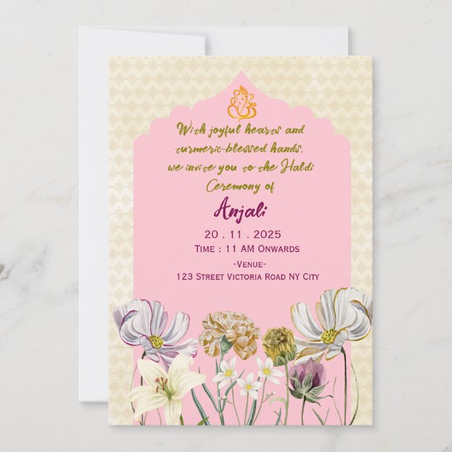 Invitaciones de Ceremonia de Haldi (Anverso)