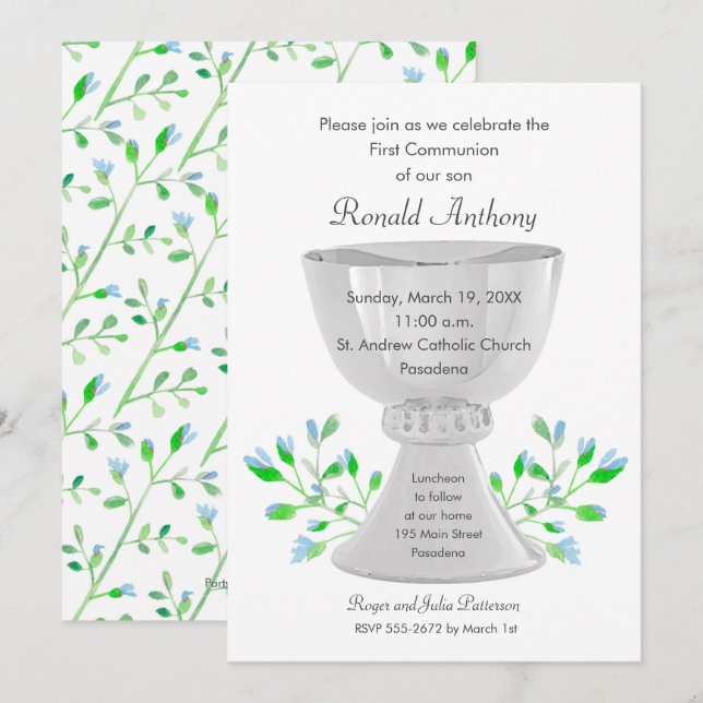 Invitaciones de Chalice Boy First Community (Anverso / Reverso)