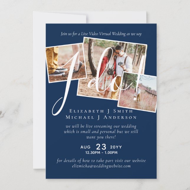 Invitaciones de Chat de Video en Vivo para Bodas o (Anverso)