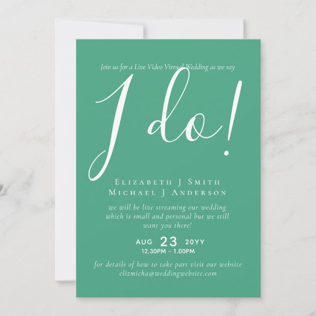Invitaciones de Chat de Video en Vivo para Bodas o (Anverso)