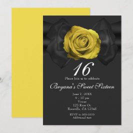 Invitaciones de cinta negra y rosa amarilla de CUA
