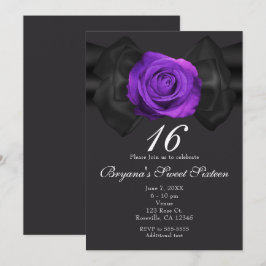 Invitaciones de Cinta Negra y Rosa Púrpura de CUAL