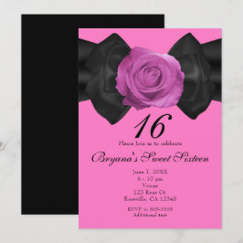 Invitaciones de Cinta Negra y Rosa Rosa de Cualqui