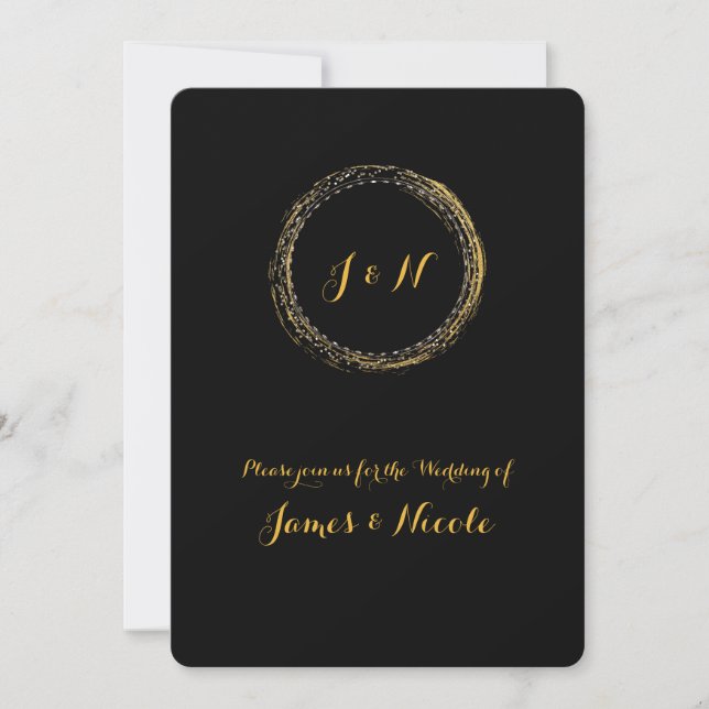 Invitaciones de círculo de glamour con destellos n (Anverso)