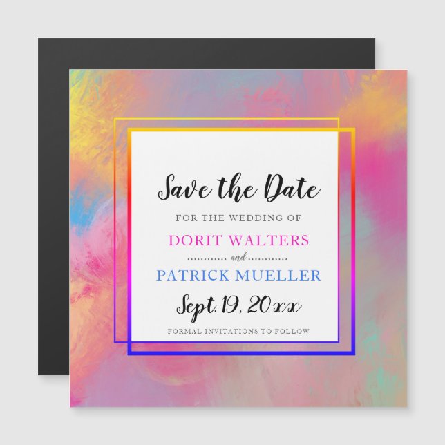 invitaciones de color de primavera para guardar la (Anverso/Reverso)