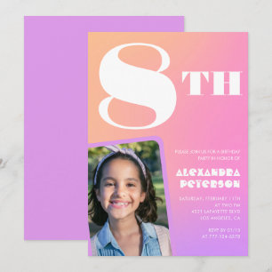 Invitaciones de color rosado para el octavo cumple