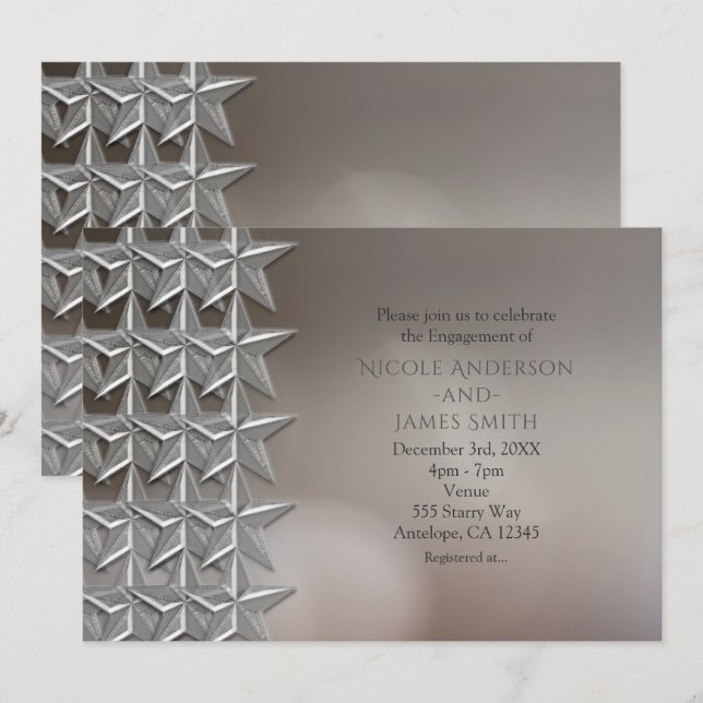 Invitaciones de compromiso con luz de bokeh de est (Anverso / Reverso)