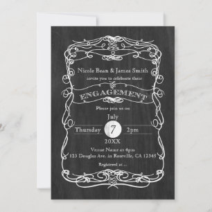 Invitaciones de COMPROMISO de madera negra y vinta