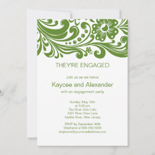 Invitaciones de compromiso de Swirls Floral de imp