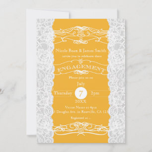 Invitaciones de COMPROMISO elegantes de encaje ama