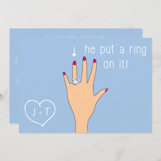 Invitaciones de compromiso moderno (Anverso / Reverso)