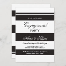 Invitaciones de compromiso Stripe Black & White