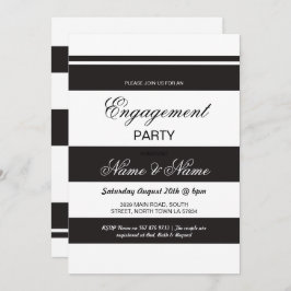 Invitaciones de compromiso Stripe Black & White