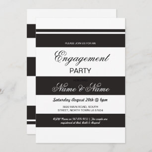 Invitaciones de compromiso Stripe Black & White