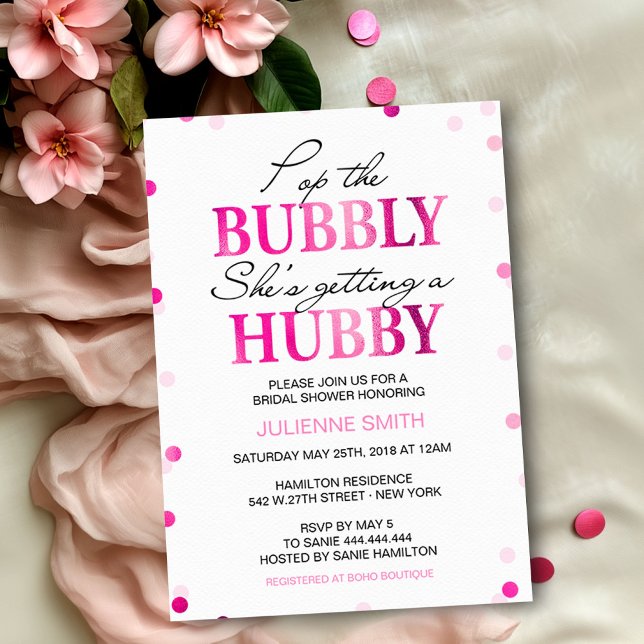 Invitaciones de Confeti Rosa Fuerte para Despedida (Subido por el creador)