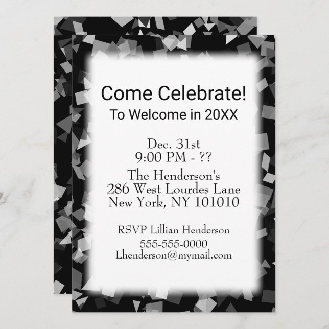 Invitaciones de Confetti para fiesta o celebración (Anverso / Reverso)