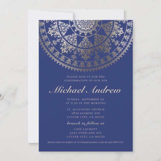 Invitaciones de confirmación | Relieve metalizado  (Anverso)