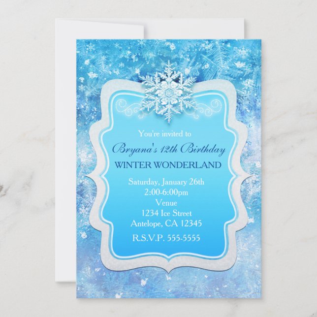 Invitaciones de copo de nieve de invierno de hielo (Anverso)