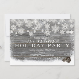 Invitaciones de copos de nieve y piñas de invierno