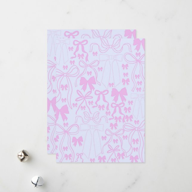 Invitaciones de Coquette Bow rosa Baby Shower Bow  (Anverso/Reverso In Situ)